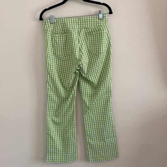 J. McLaughlin Masie Pants Lime Green White Checkered Gingham Capri Pants size 4 - Picture 4 of 7